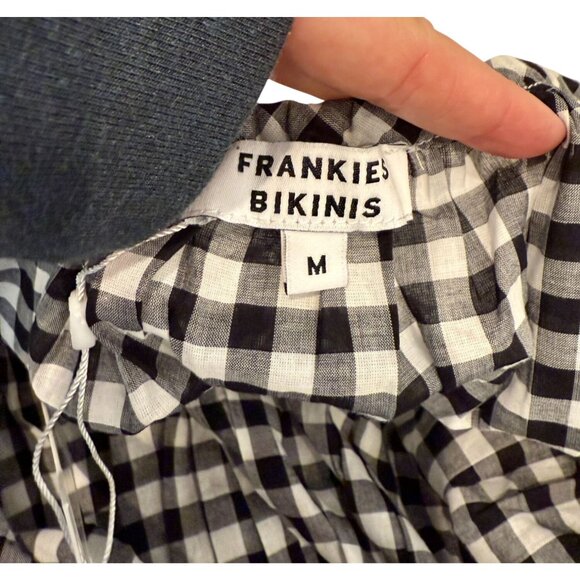 Frankies Bikinis Cider Black Gingham Off-Shoulder Smocked Blouse NWT - Size M - Picture 4 of 5